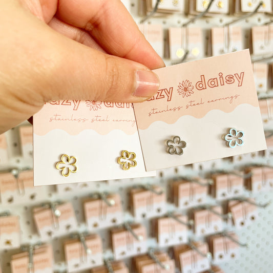Stainless Steel Flower Outline Studs