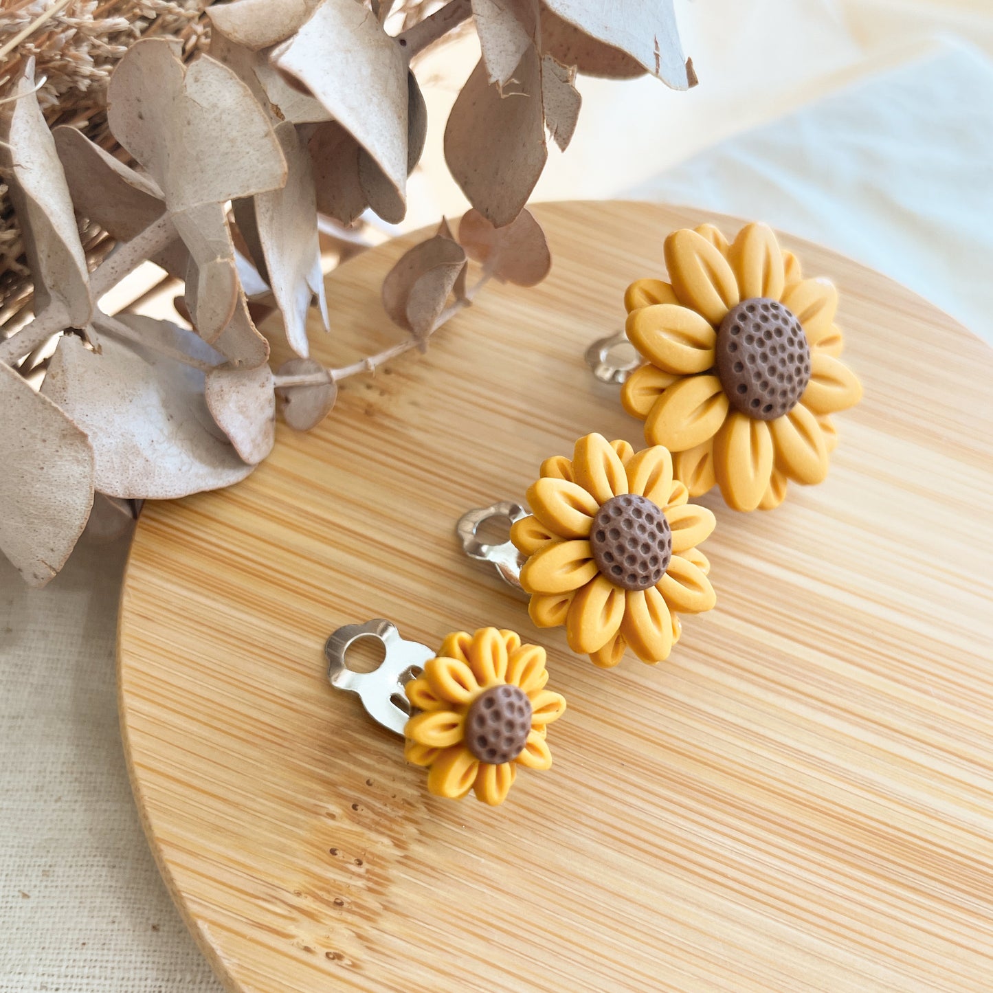 CLIP ON Sunflower Studs