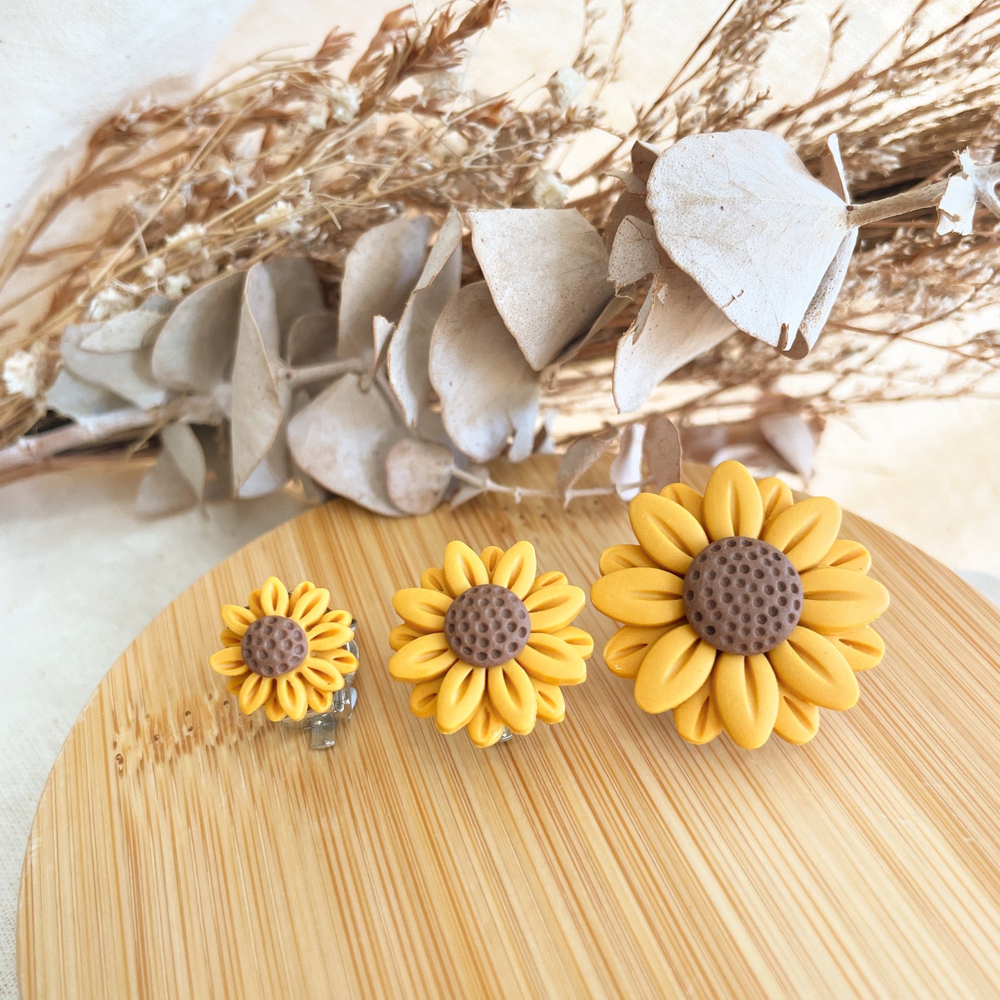 CLIP ON Sunflower Studs