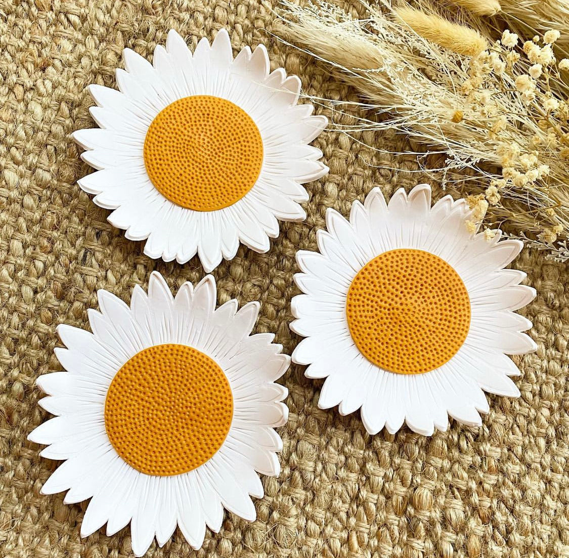 Large Daisy/Sunflower Clay Trinket Tray Dish