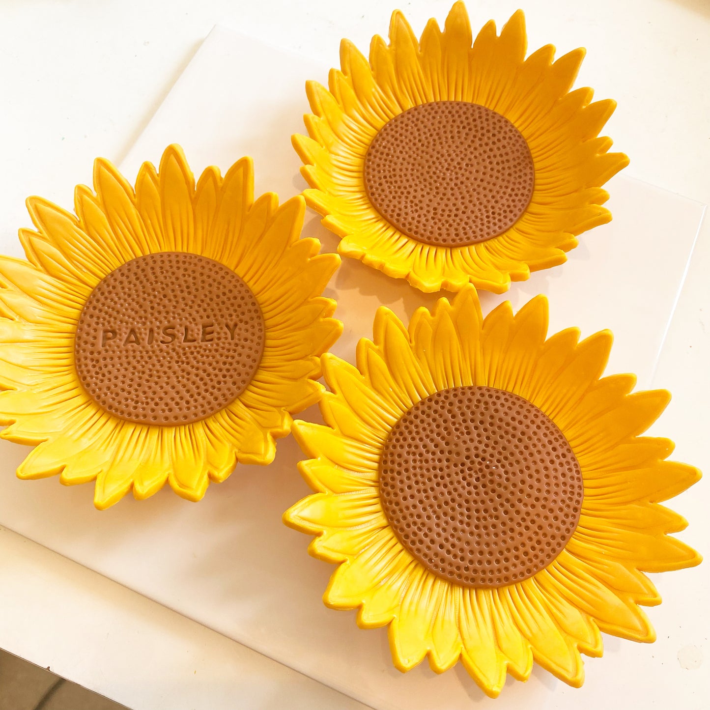 Large Daisy/Sunflower Clay Trinket Tray Dish